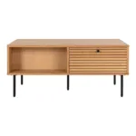 Kyoto Coffee Table - Coffee Table, 2 drawers, oak veneer, natural, black metal legs 50x100x45 cm - Afbeelding 3