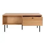 Kyoto Coffee Table - Coffee Table, 2 drawers, oak veneer, natural, black metal legs 50x100x45 cm - Afbeelding 4
