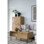 Kyoto Coffee Table - Coffee Table, 2 drawers, oak veneer, natural, black metal legs 50x100x45 cm - Afbeelding 7