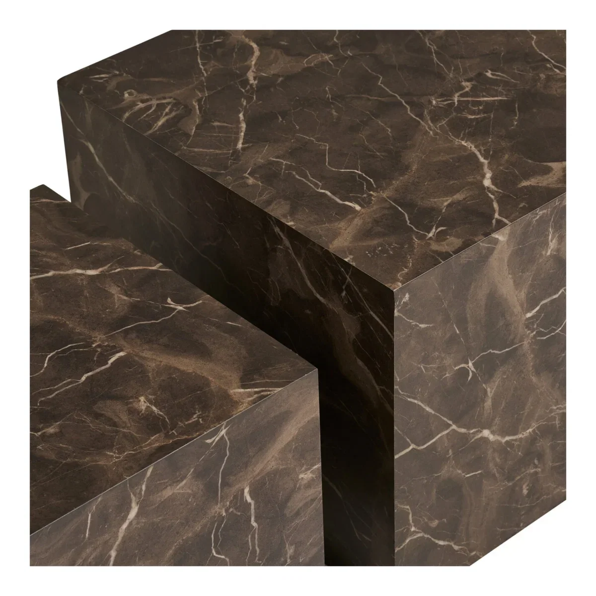 Prague Coffee Table - Coffee table, marble look, brown set of 2 - Afbeelding 3
