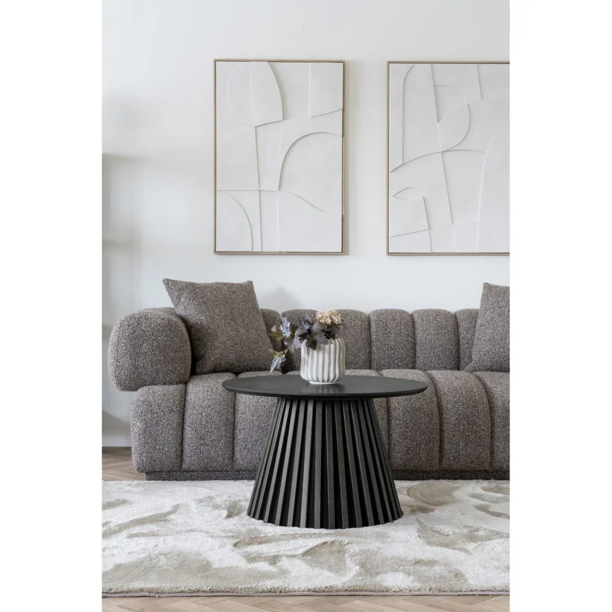 Osaka Coffee Table - Coffee table, oak veneer, black ø70x45 cm - Afbeelding 5