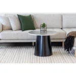 Brito Coffee Table - Coffee table, marble look, grey/black ø60x45 cm - Afbeelding 4