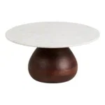 Heide Coffee Table - Coffee table, mango wood/marble, dark brown/white ø70x35 cm
