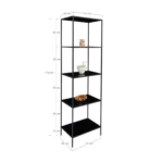 Vita shelf - Shelf, 5 shelves, black, black frame 51x36x170 cm - Afbeelding 5