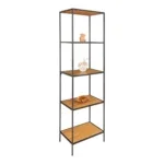 Vita shelf - Shelf, 5 shelves, oak look, black frame 51x36x170 cm
