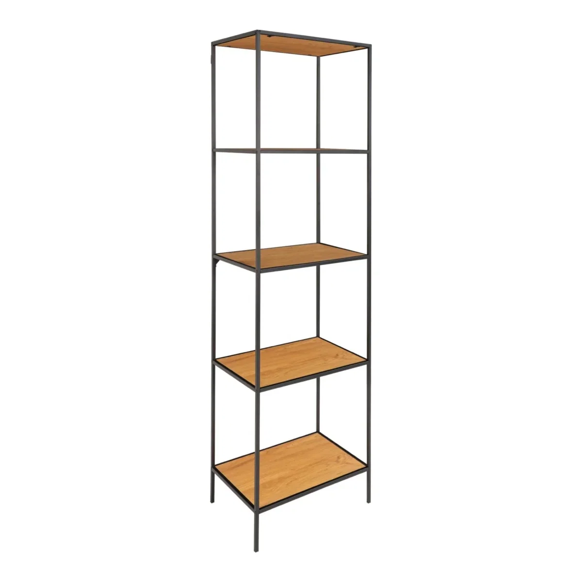 Vita shelf - Shelf, 5 shelves, oak look, black frame 51x36x170 cm - Afbeelding 2