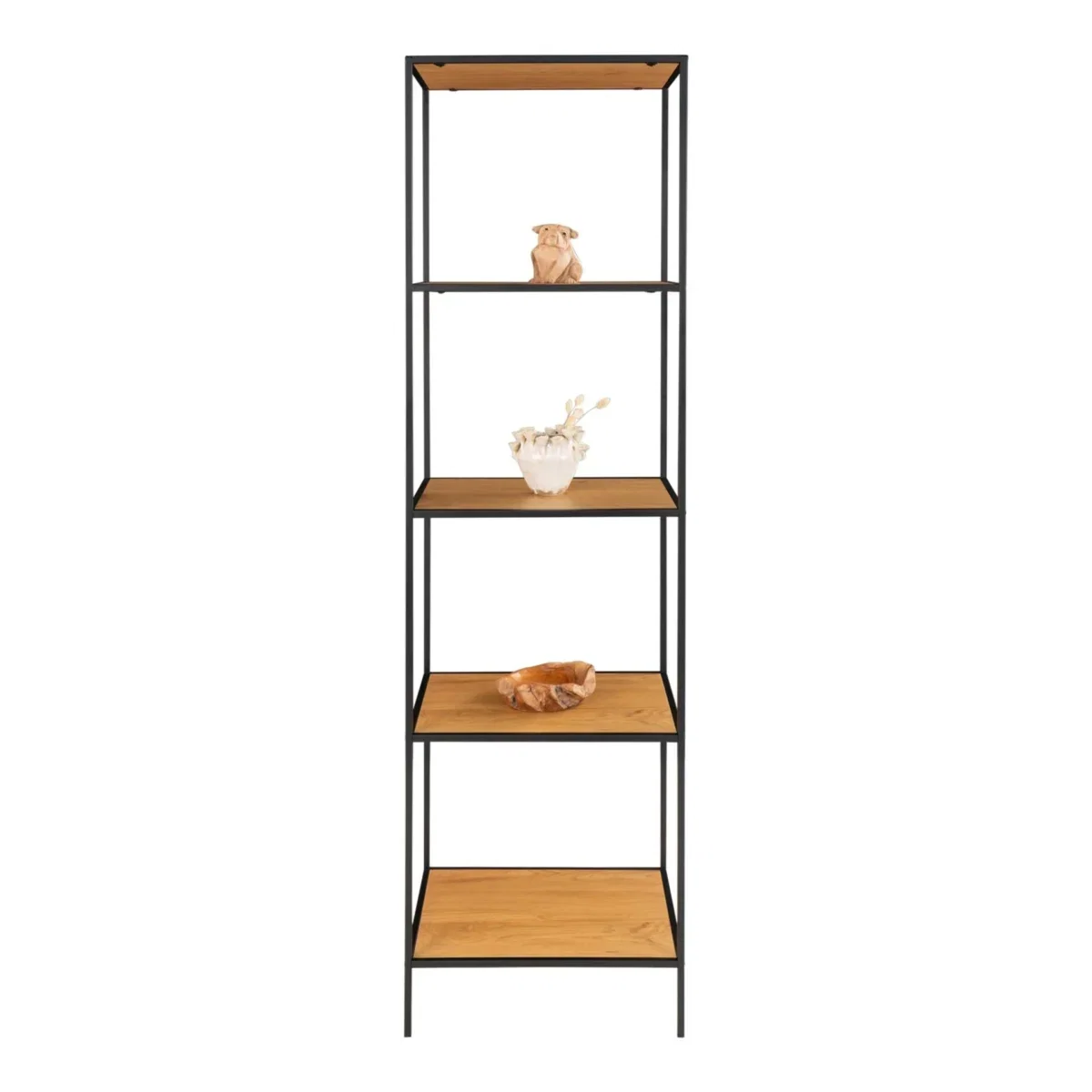 Vita shelf - Shelf, 5 shelves, oak look, black frame 51x36x170 cm - Afbeelding 3