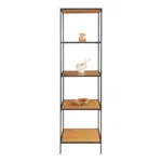 Vita shelf - Shelf, 5 shelves, oak look, black frame 51x36x170 cm - Afbeelding 3