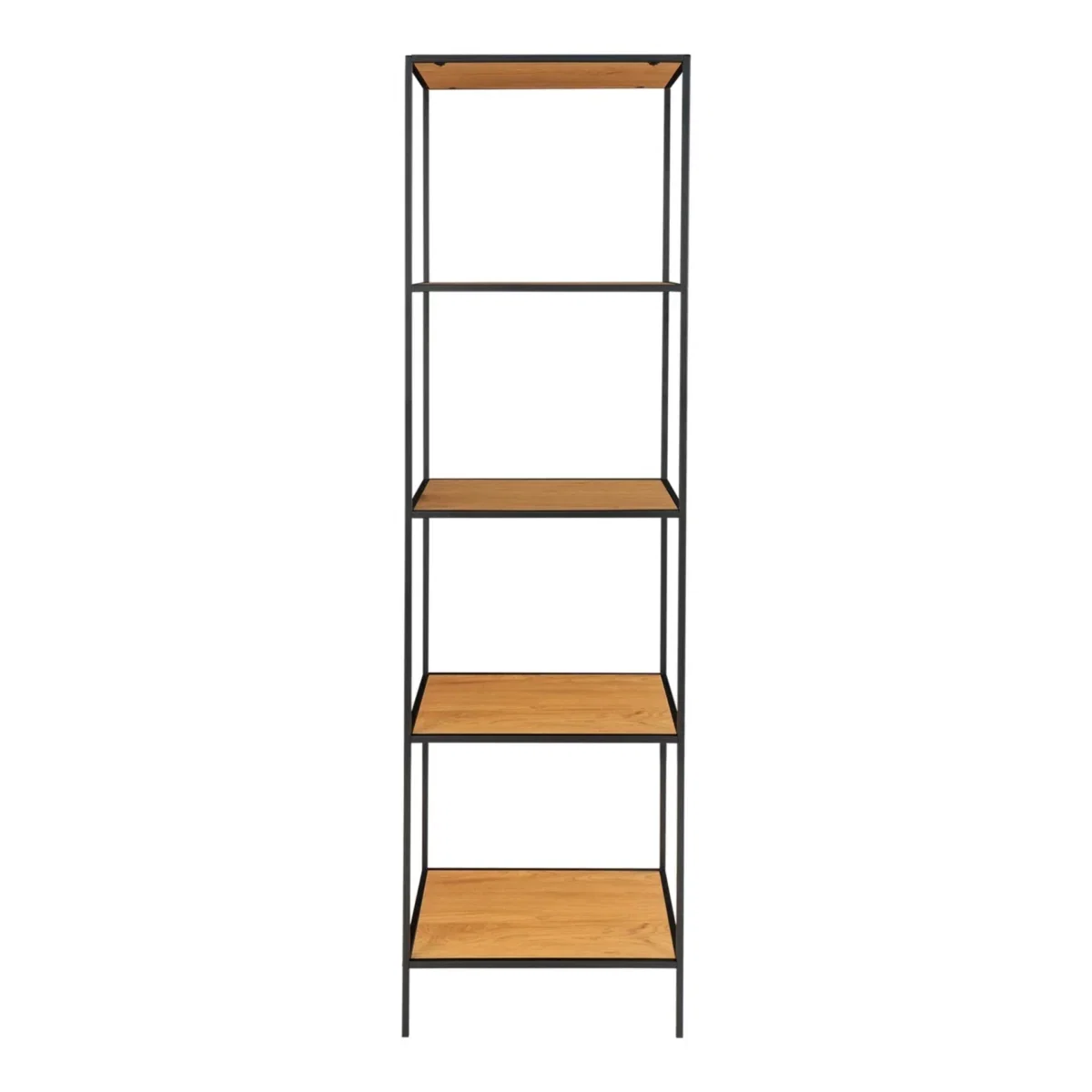 Vita shelf - Shelf, 5 shelves, oak look, black frame 51x36x170 cm - Afbeelding 4