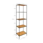 Vita shelf - Shelf, 5 shelves, oak look, black frame 51x36x170 cm - Afbeelding 5