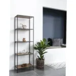 Vita shelf - Shelf, 5 shelves, oak look, black frame 51x36x170 cm - Afbeelding 6
