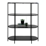 Vita shelf - Oval shelf, 4 shelves, black, black frame 85x36x111 cm