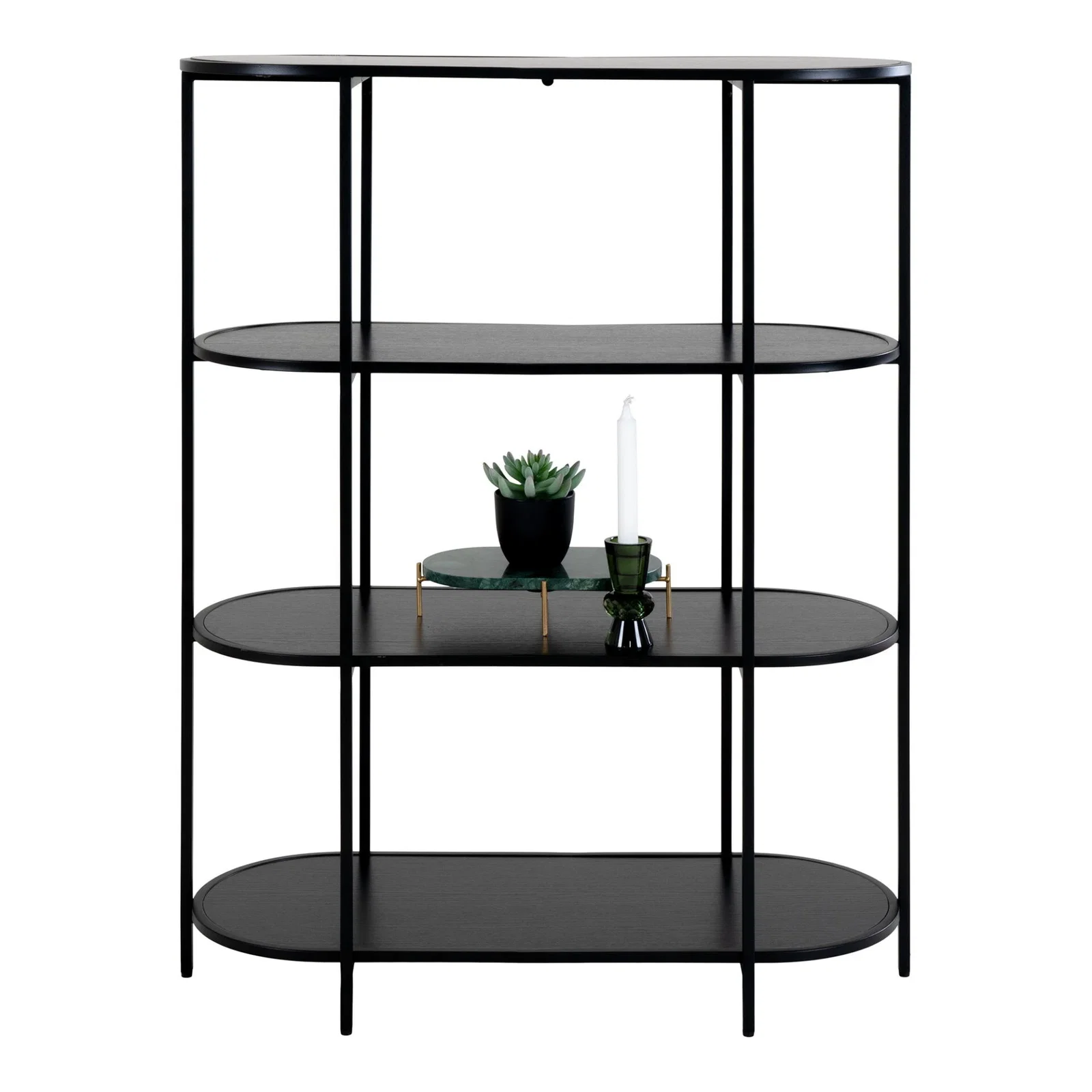 3001150-0.webp Vita shelf - Oval shelf, 4 shelves, black, black frame 85x36x111 cm - Afbeelding 1