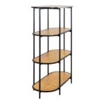 Vita shelf - Oval shelf, 4 shelves, oak look, black frame 85x36x111 cm - Afbeelding 3