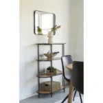 Vita shelf - Oval shelf, 4 shelves, oak look, black frame 85x36x111 cm - Afbeelding 4