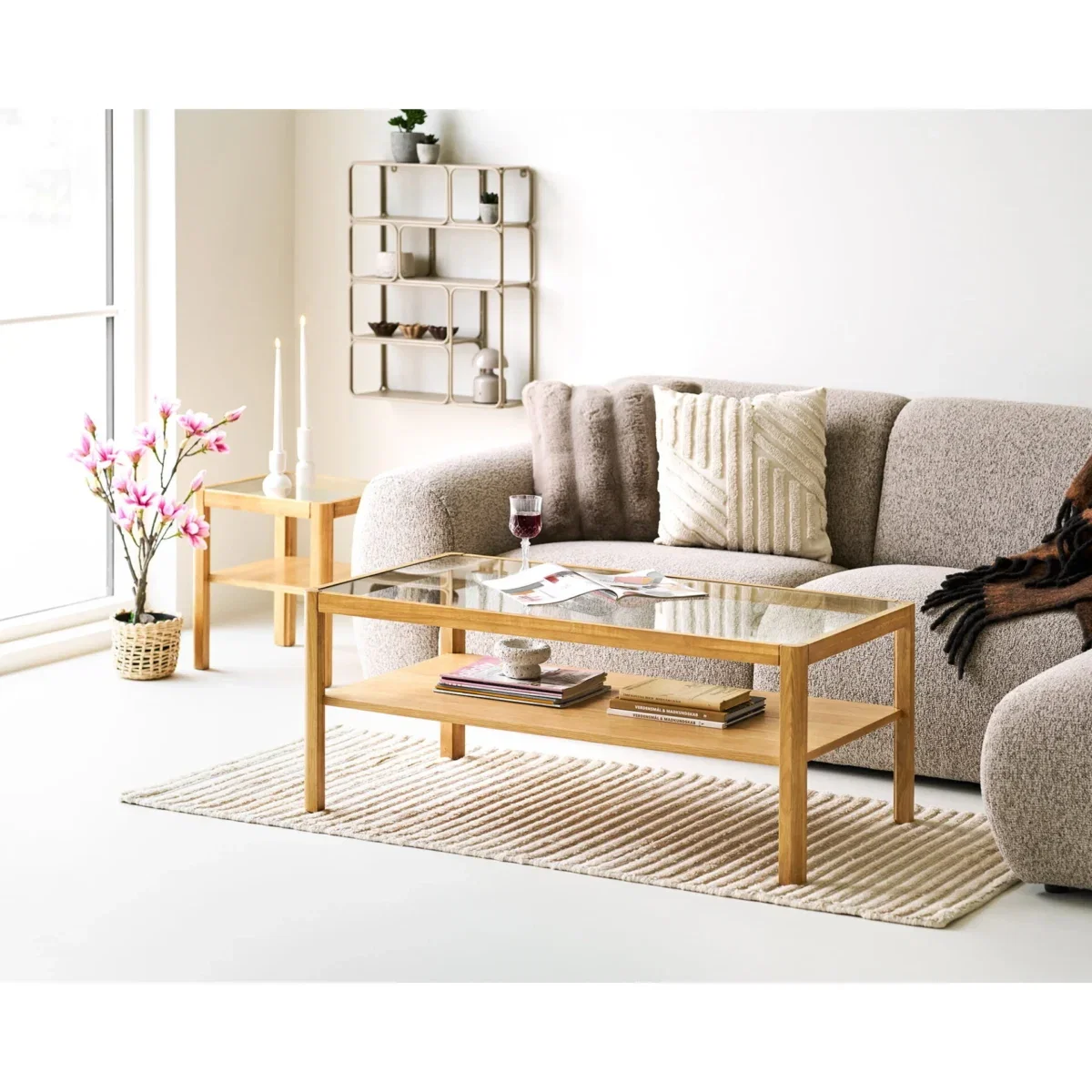 Lanciano Wall Shelf - Wall shelf, metal, beige 48x18x64 cm - Afbeelding 5
