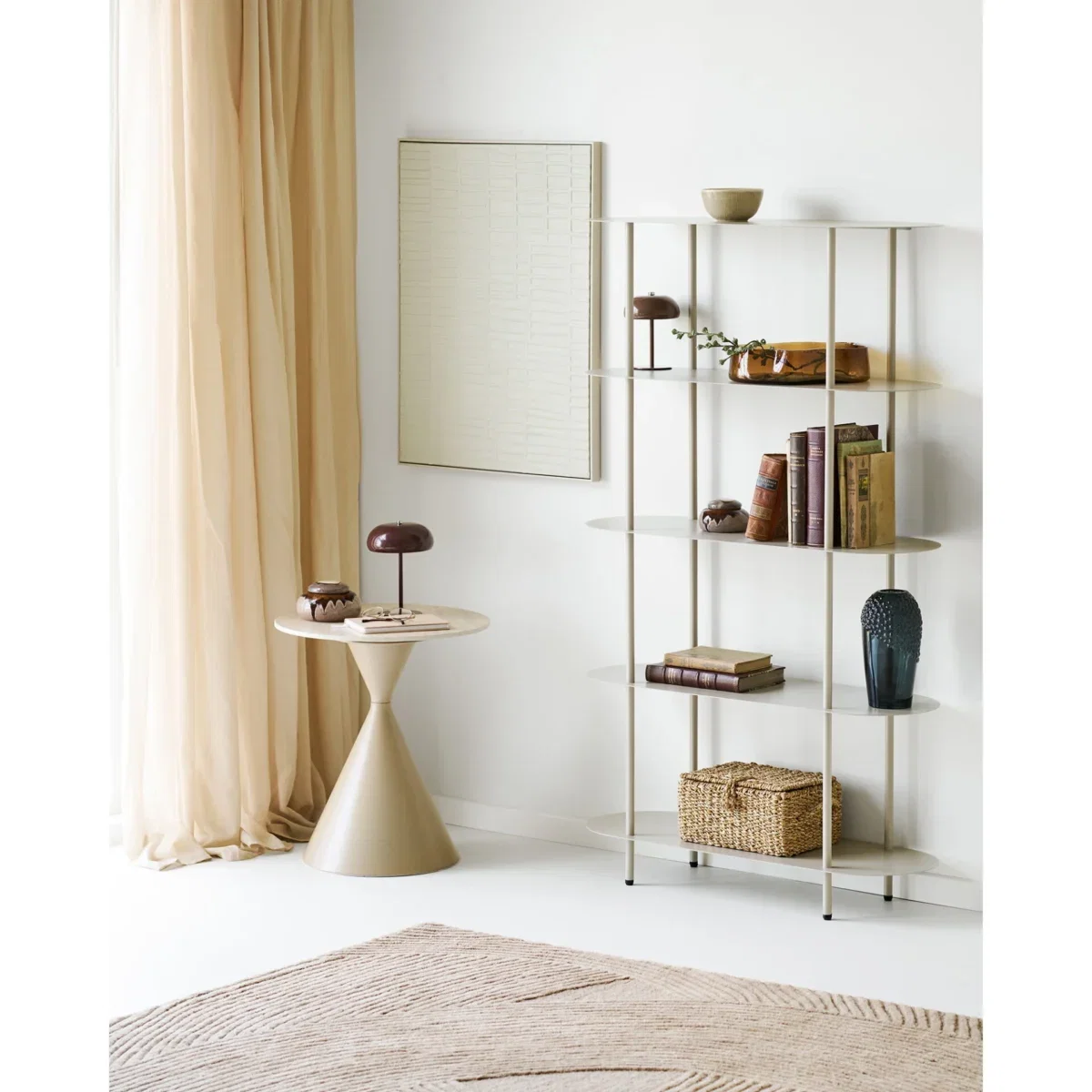 Rieti Shelving Unit - Shelving unit, 5 shelves, metal, sand 31x90x150 cm - Afbeelding 4