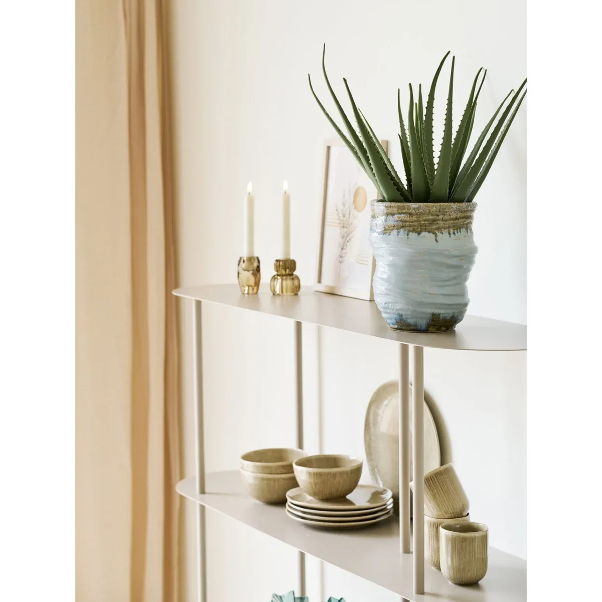 Rieti Shelving Unit - Shelving unit, 5 shelves, asymmetrical, metal, sand 31x118x139 cm - Afbeelding 6