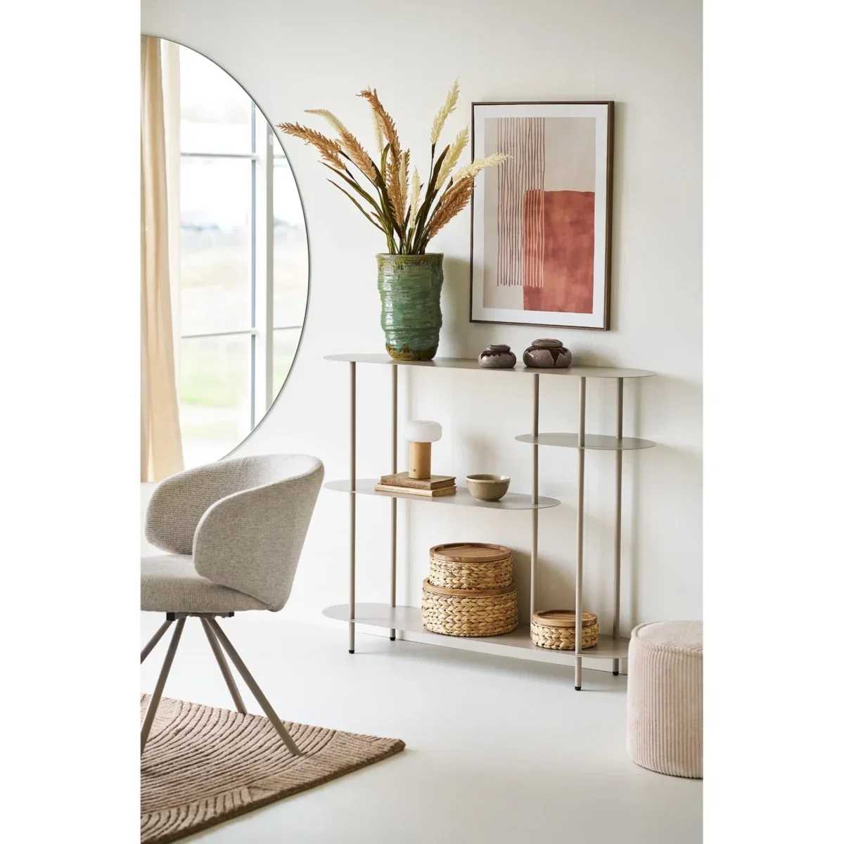 Rieti Shelving Unit - Shelving unit, 4 shelves, metal, sand 31x118x97 cm - Afbeelding 5