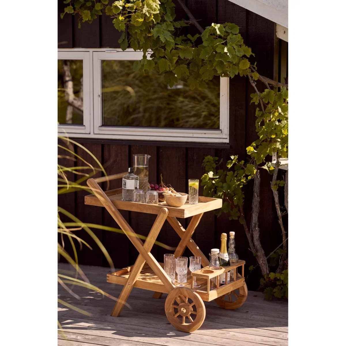 Pasaku Tea Trolley - Tea Trolley, teak, natural, 86x50x81 cm - Afbeelding 9
