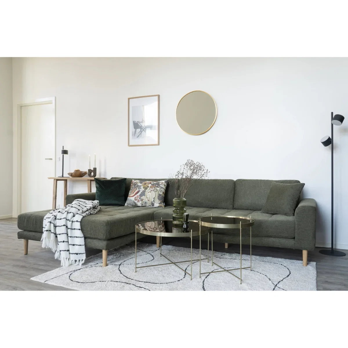 Madrid Mirror - Mirror, aluminium, brass look ø60 cm - Afbeelding 5