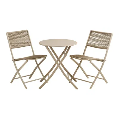 Arcas Bistro Set - Bistro set, 2 chairs and 1 table, polyester/steel, taupe