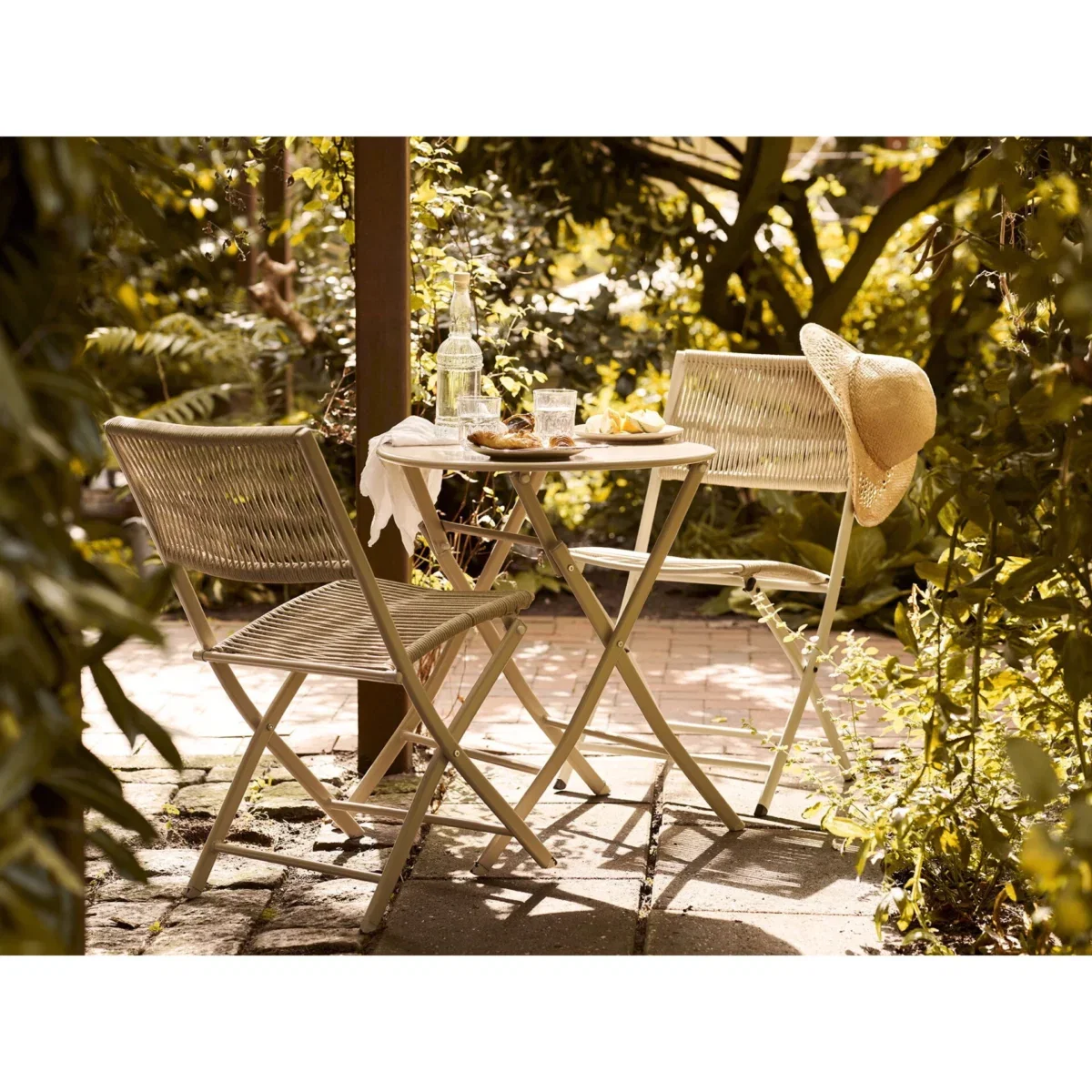 Arcas Bistro Set - Bistro set, 2 chairs and 1 table, polyester/steel, taupe - Afbeelding 7