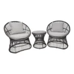 Natal Lounge Set - Lounge Set, rattan, grey, incl. cushions