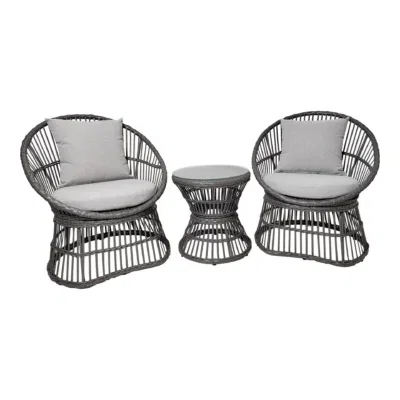 Natal Lounge Set - Lounge Set, rattan, grey, incl. cushions