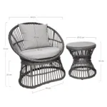 Natal Lounge Set - Lounge Set, rattan, grey, incl. cushions - Afbeelding 2