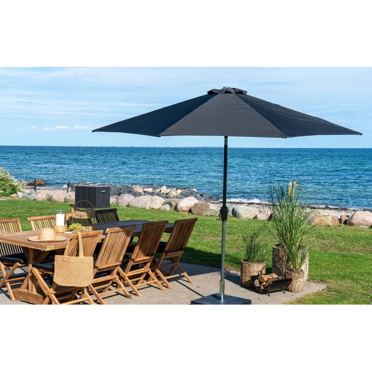 Houston Parasol - Parasol with crank and tilt, metal pole, black, ø300 cm - Afbeelding 2