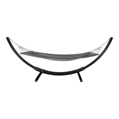 Tripoli Hammock  - Hammock on wooden stand, larch, polyester/cotton, black/grey/white