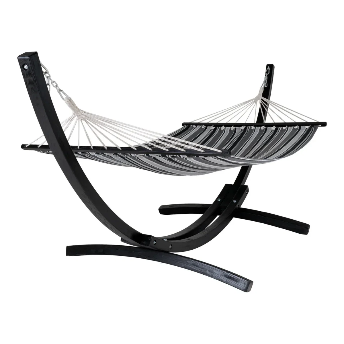 Tripoli Hammock  - Hammock on wooden stand, larch, polyester/cotton, black/grey/white - Afbeelding 3
