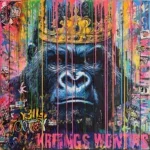 Glasschilderij 80x80cm Kleurrijke gorilla