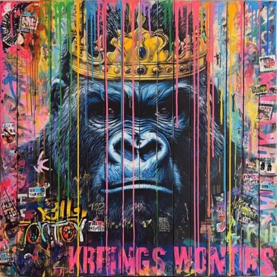 Glasschilderij 80x80cm Kleurrijke gorilla