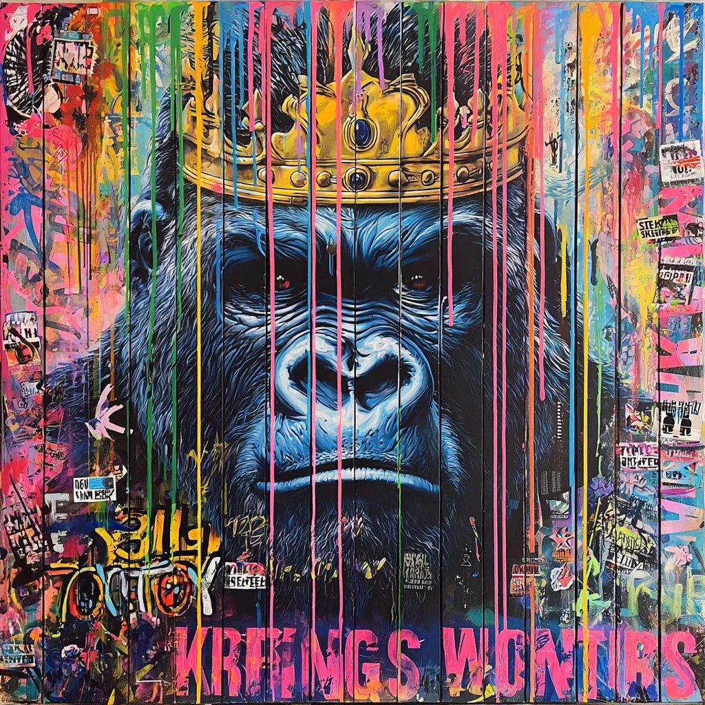 Glasschilderij 80x80cm Kleurrijke gorilla Glasschilderij 80x80cm Kleurrijke gorilla