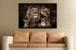 Glasschilderij 120x80cm Leeuwenfamilie met 3 welpjes - Afbeelding 2