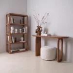 Bullnose mangohouten wandtafel bruin -140x35x80 cm - Afbeelding 5