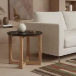 Marmeren bijzettafel rond - zwart - Afbeelding 2