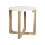 Marmeren bijzettafel rond - wit