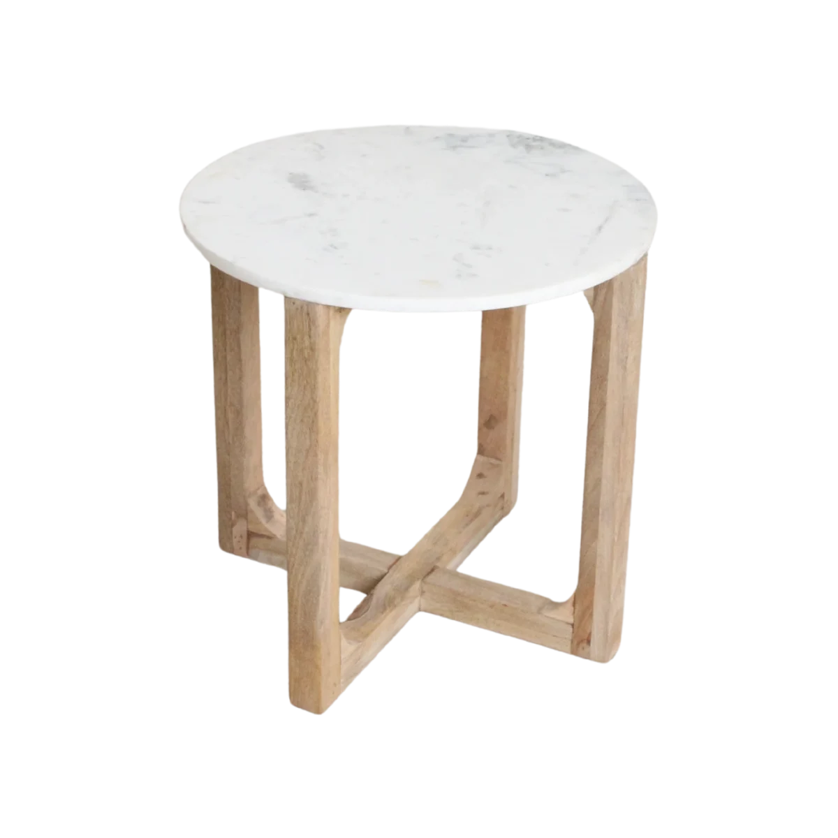Marmeren bijzettafel rond - wit - Afbeelding 3