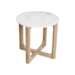 Marmeren bijzettafel rond - wit - Afbeelding 3
