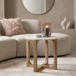 Marmeren bijzettafel rond - wit - Afbeelding 6