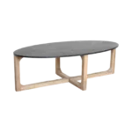 Ovale marmeren salontafel - Zwart - 120x60x38 cm