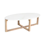 Ovale marmeren salontafel - Wit - 120x60x38 cm