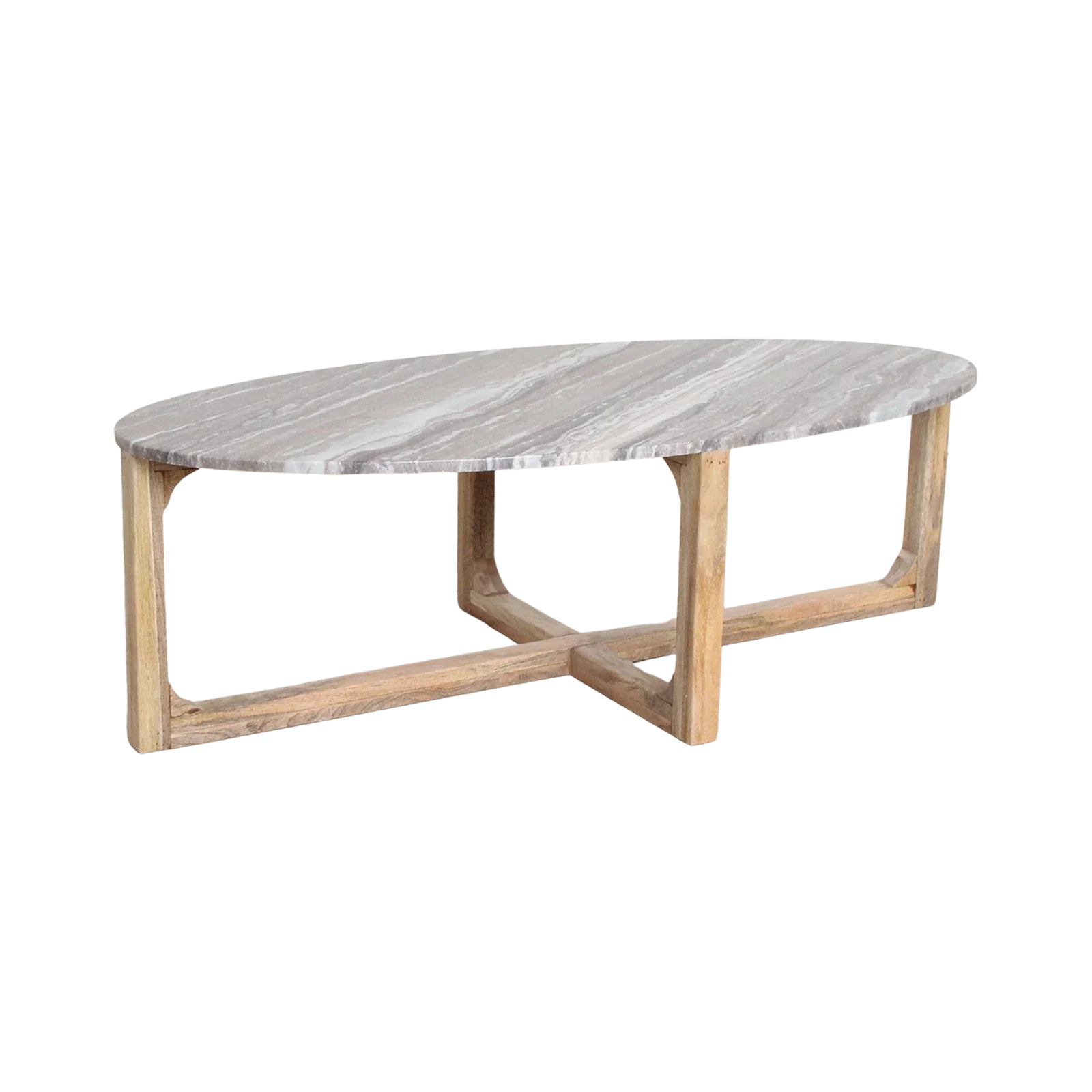 TAST00162-0.webp Ovale marmeren salontafel - Fantasy bruin - 120x60x38 cm - Afbeelding 1