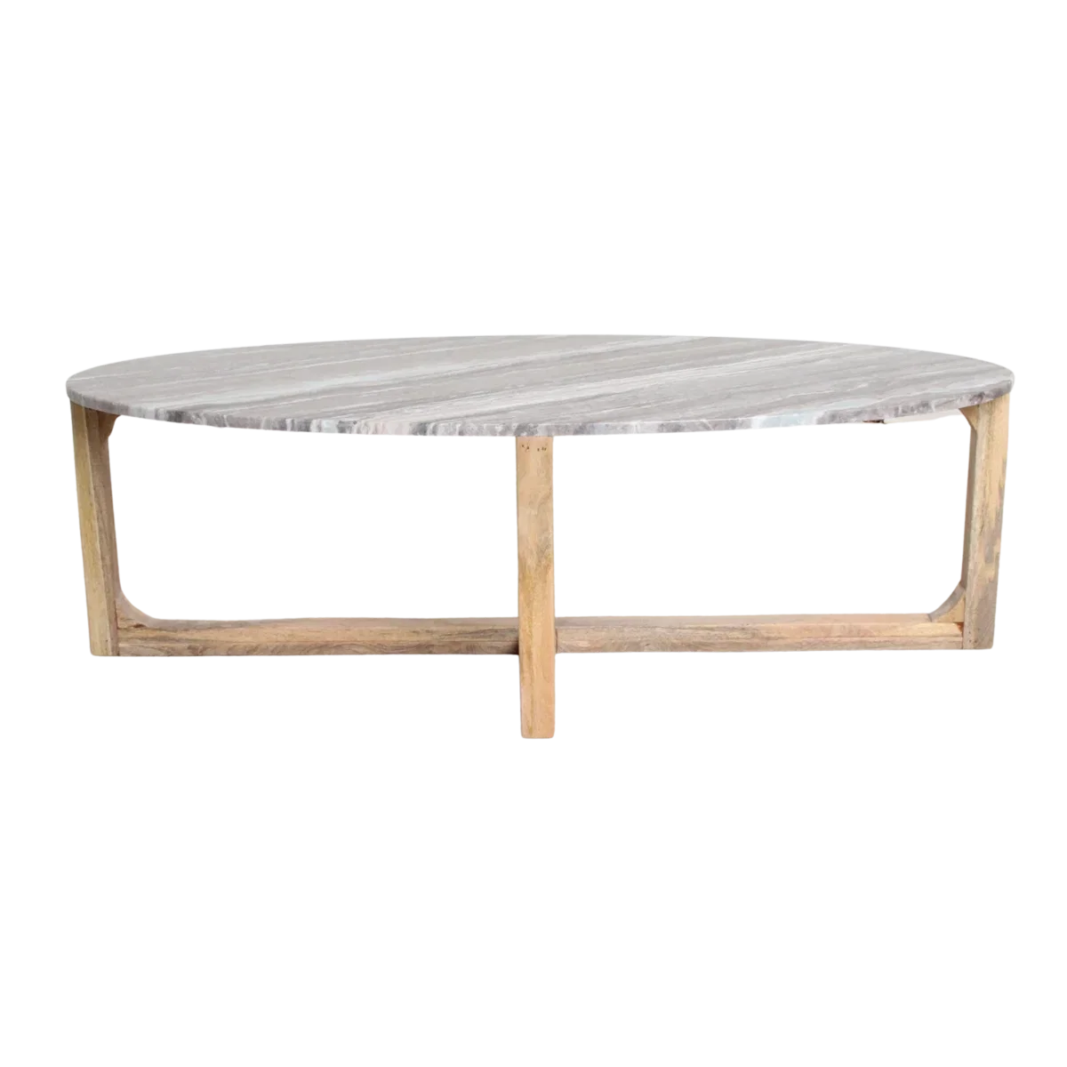 Ovale marmeren salontafel - Fantasy bruin - 120x60x38 cm - Afbeelding 3
