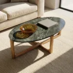 Ovale marmeren salontafel - Groen - 120x60x38 cm - Afbeelding 4