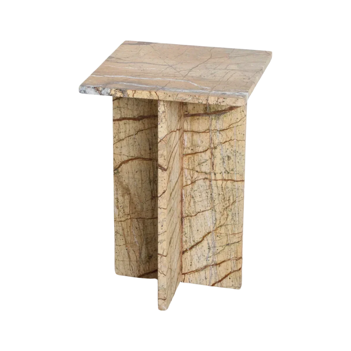 Seoel "Bizar" marmeren bijzettafel - 35x35x50 cm - Afbeelding 3