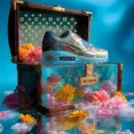 Glasschilderij 60x80cm Sneaker in een kist
